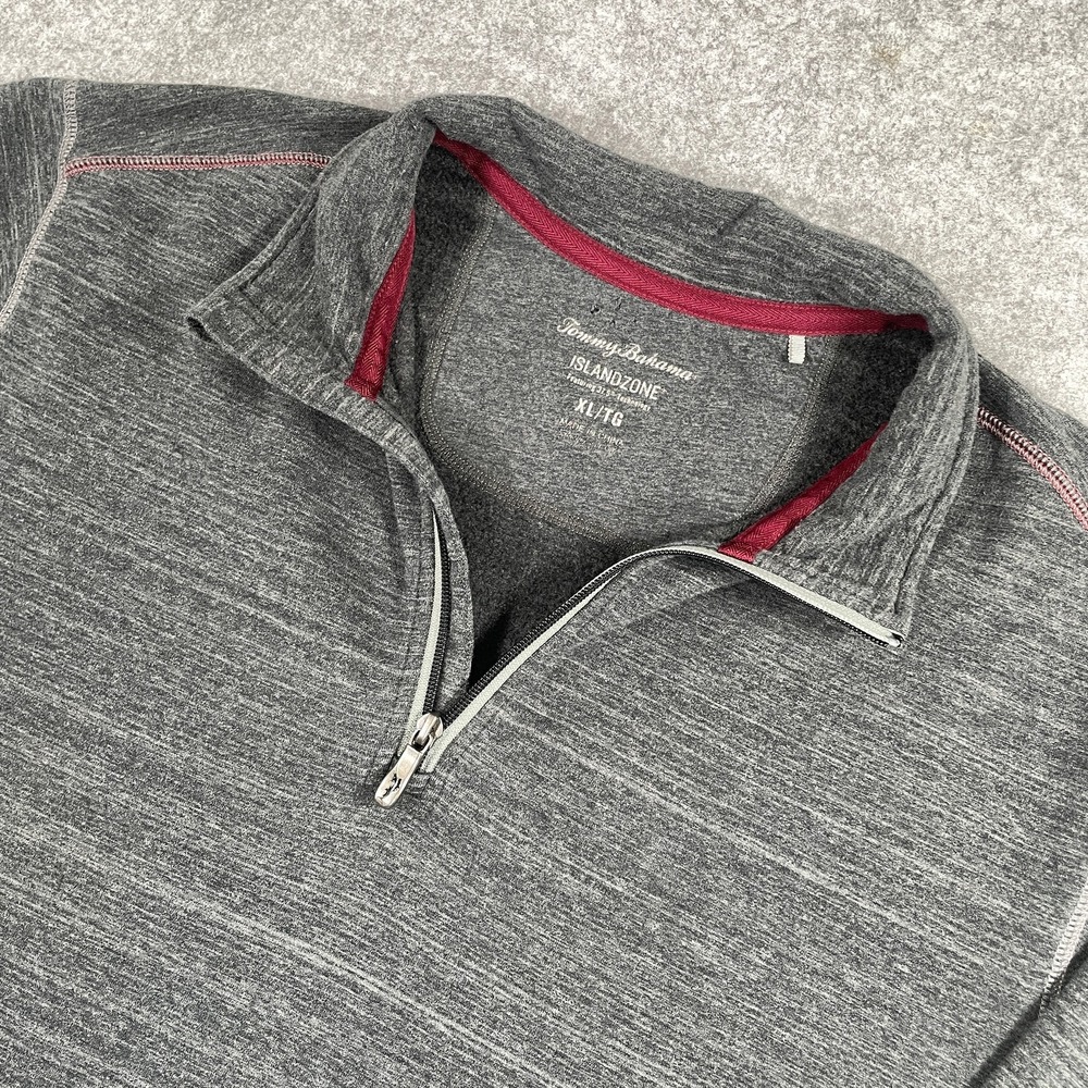 Tommy Bahama Mens 1/4 Zip Pullover XL Gray IslandZone Moisture Wicking Stretch
